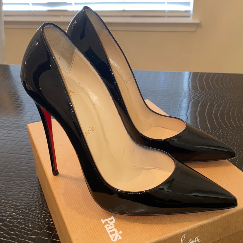 Christian Louboutin Glossy Black Heels with Red Sole